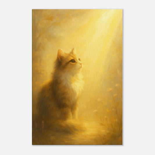 Cat in the glory of light, descripting after life and love in golden canvas.