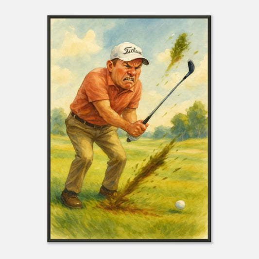 Humoristic golf picture wall art about duffing