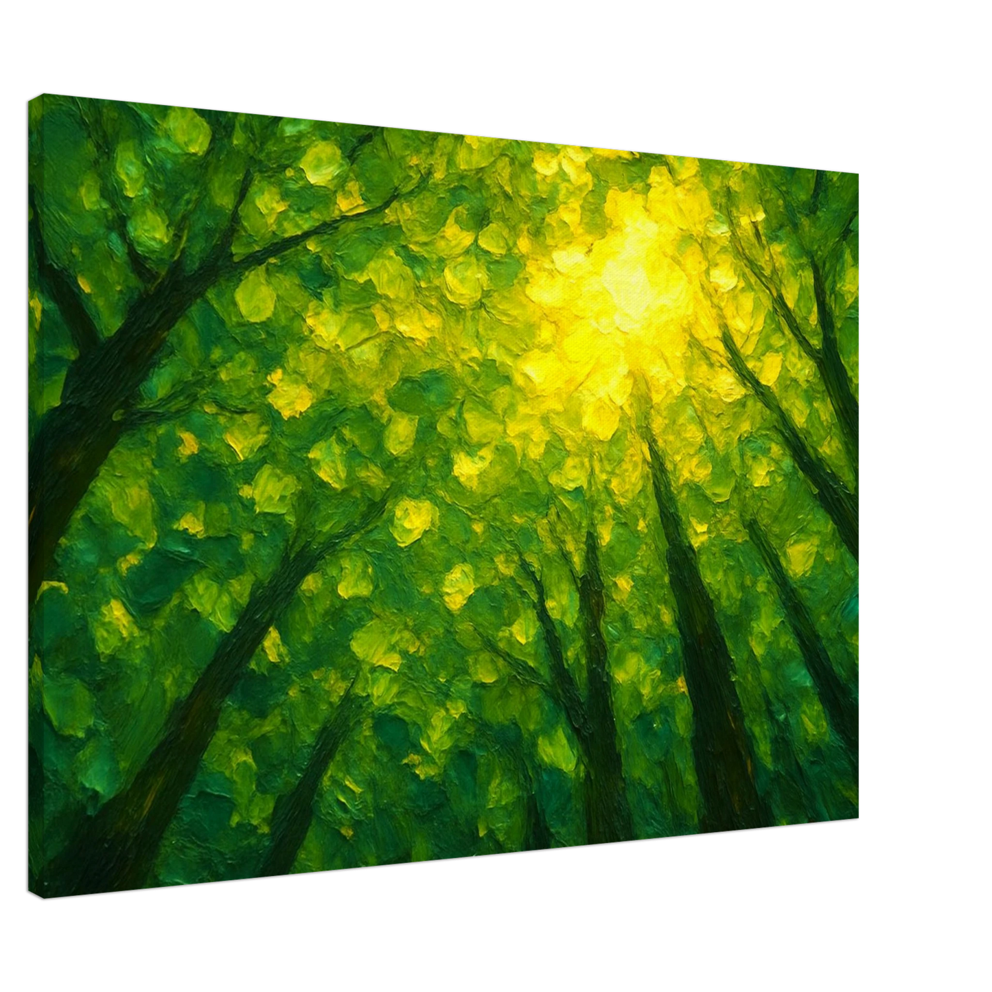 Abstract forest canopy wall art  canvas inspired by sunlight filtering through linden trees