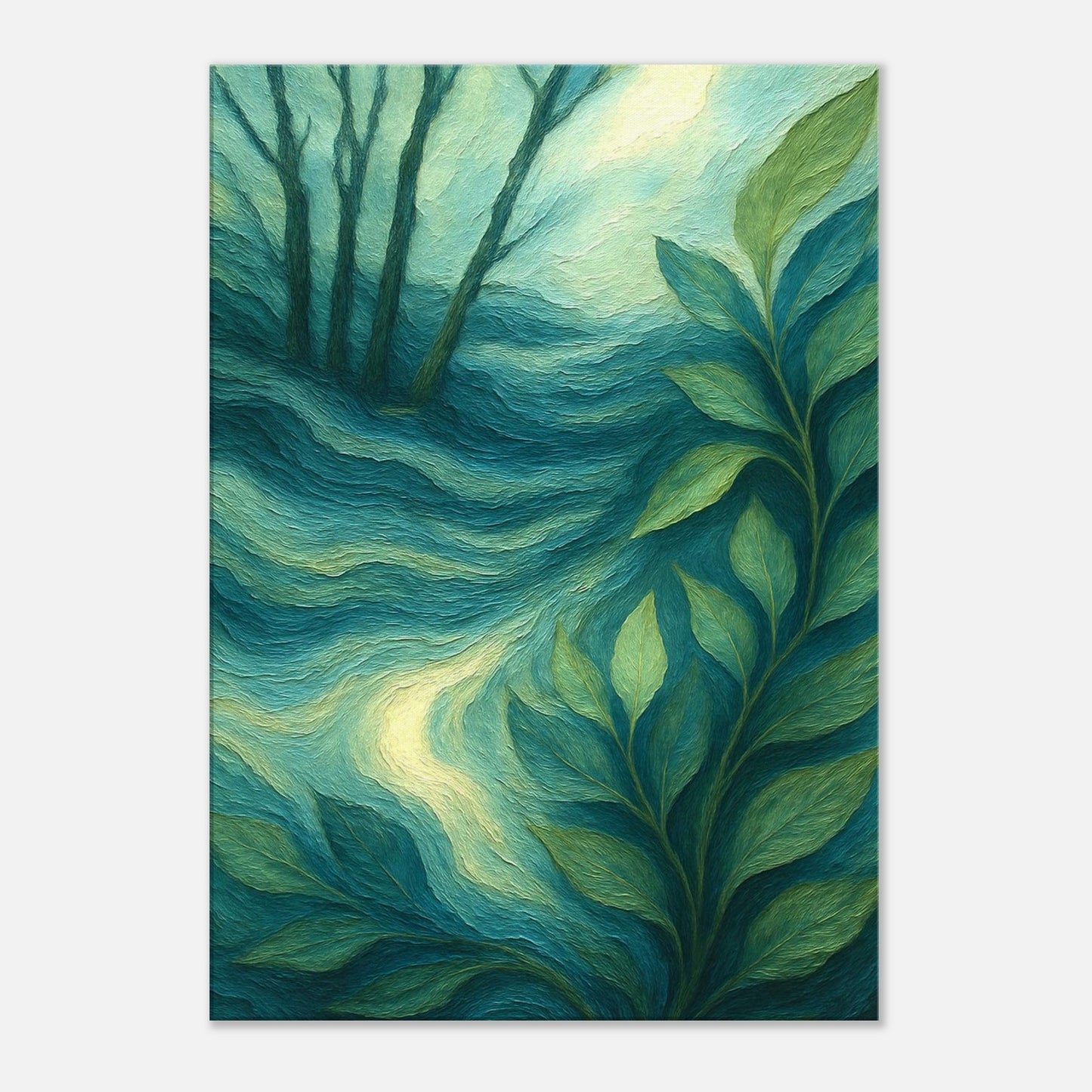 Abstract nature canvas wall art inspired by forest flow and organic movement